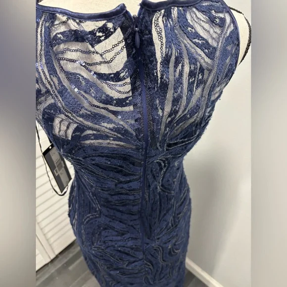 TAHARI ASL Women's Embroidered Sequined Illusion Gown - Picture 5 of 7